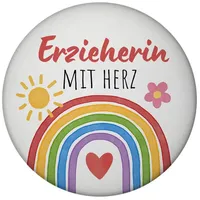 Speecheese Regenbogen Magnet mit Flaschenöffner rund mit Spruch Erzieherin