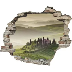 Wandtattoo QUEENCE "Hügellandschaft", grün, T:0,1cm, Wandtattoos, Wandsticker, Wandbild, selbstklebend, 3D, Wanddurchbruch