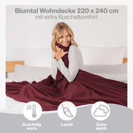 Blumtal Kuscheldecke, Dunkelrot, Textil, Rechteckig, 220x240 cm Wohntextilien, Decken, Kuscheldecken