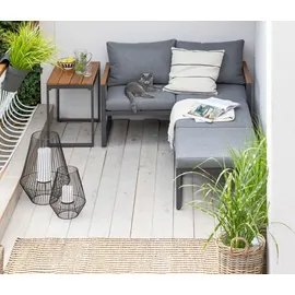 Dehner Balkonset Padua 5-teilig, Aluminium/Polyester/Polyurethan, dunkelgrau/grau/hellbraun