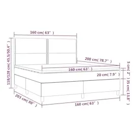 vidaXL Boxspringbett mit Matratze & LED Dunkelgrau 160x200 cm Samt