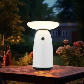 GLOBO Solarleuchte Außenleuchte Tischlampe LED USB-C IP54 Touch-Dimmer Weiß 22,5 cm