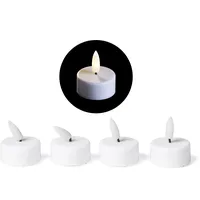 LED Teelicht klein mit Timer - 4er Set Warmweiß LED Kerze 3D Flamme flackernd - LED Teelicht klein 6cm Weiß Kunststoff 1x Batterie CR2032 benötigt - Teelichter LED für Kerzenpick auf Adventskranz
