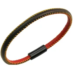 Armband ZEEME "echt Leder mit Deutschland-Farben 21cm", bunt (mehrfarbig), Armbänder, 21cm, Edelstahl