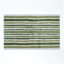 Homescapes Rutschfeste Badematte Mit Streifenmuster 100% Baumwolle, Grün Und Grau - Homescapes