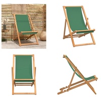 vidaXL Strandstuhl Klappbar Massivholz Teak Grün - Strandstuhl - Strandstühle - Gartenstuhl - Gartenstühle