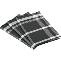 Ross 3er Pack Zwirn Halbleinen Geschirrtücher, Blockkaro, 50x70 cm | schwarz - schwarz