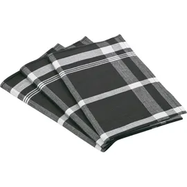 Ross 3er Pack Zwirn Halbleinen Geschirrtücher, Blockkaro, 50x70 cm | schwarz - schwarz