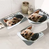 MANJIMAA Badematte Badvorleger Set 3-TLG. Teppich, Hunde wischen Ihre Yorkie Yorkies Yorkshire Terrier Fotografie ab,Toilettensitzdeckel-Abdeckung, rutschfeste Matte, Anti-Rutsch-Pad, Duschmatte