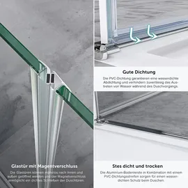 SoGood doporro Duschtür Nischentür dusche Duschabtrennung Duschkabine 80cm Nischendrehtür 195cm ESG-Sicherheitsglas aus Klarglas mit Hebe- und Senkmechanismus Teramo24k