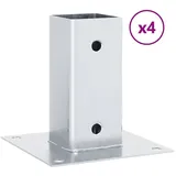 vidaXL Pfostenträger Quadratisch 4Stk. Silber 61x61mm Verzinkter Stahl