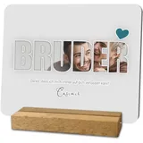 codiarts. | Foto Geschenk | Acryl Glas Bild | personalisierbar | eigenes Foto und Text | DIN A4 oder A5 | optional mit Sockel in Buche | Fotogeschenk für (010 BRUDER)