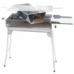 Olymp Handels GmbH Mangal Edelstahl President rostfrei Schaschlik Grill mit Grillrost und Ablage