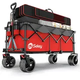 Sekey Bollerwagen Sekey Bollerwagen Faltbar XXXL Superlang 4013, 300L 150KG, Alle-Gelände Reifen, Ultrakompakte Faltgröße, mit Bremsen grau|rot