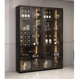 JV Möbel Vitrine Weinschrank 40 x 200 x 160 cm Schwarz