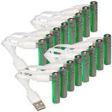 Tka 16er-Set wiederaufladbare Batterien Typ AAA, 800 mWh, laden per USB