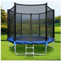 HomeMiYN Gartentrampolin Trampolin Outdoor Ø183/244/305/366cm Sicherheitsnetz Kindertrampolin, Schutzrand schwarz,mit sicherheisnetz blau