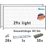 Bauzaun Paket / Set light mit TP29 und Betonfüßen