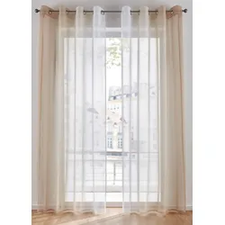 bonprix Transparente Gardinen mit Farbverlauf (2er Pack), beige, 225x144 cm