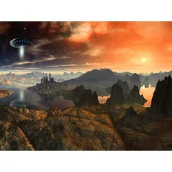 Fototapete PAPERMOON "PLANETEN-FUTURISTISCH WELTRAUM MOON GALAXIE UNIVERSUM", bunt, B:2,50m L:1,86m, Vlies, Tapeten