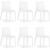 Gartenstühle Stapelbar Kunststoff 6er Set Weiß Stuhl Balkon Design Homestyle4u