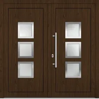 Kunststoff Doppel Haustür "LORELEY" 71 mm Sherwood holzähnlich innen öffnend DIN links