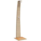 vidaXL Gartendusche Beige 55x60x224 cm Poly Rattan und Akazienholz