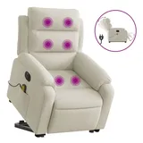 vidaXL Massagesessel Mit Aufstehhilfe Elektrisch Creme Samt Vidaxl