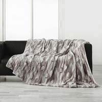 Dynamic24 Karibu Kuscheldecke Felloptik Tagesdecke Felldecke Kunstfell Decke 125x150cm Creme aus aus hochwertigem Fellimitat Wohndecke Sofaüberwurf Couchüberwurf