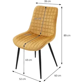 ML-Design Esszimmerstühle 4er Set Senfgelb, Sitzfläche aus Samt mit Rückenlehne,