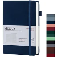 MGGAO A5 liniertes Tagebuch, 100 g/m2, liniertes dickes Papier mit 188 nummerierten Seiten, Premium-Leder-Hardcover-Notizbuch für persönliches Schreiben, Studium, Büro, Reiseaufzeichnung