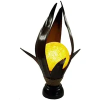 GURU-SHOP GURU SHOP Palmenblatt Lotus Tischlampe/Tischleuchte, in Bali Handgemacht