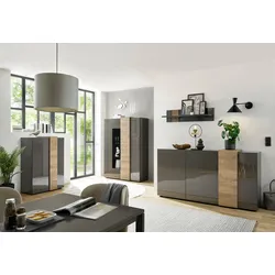Highboard MCA FURNITURE, grau (dunkelgrau hochglanz), B:78cm H:116cm T:44cm, Sideboards, Höhe ca. 116 cm