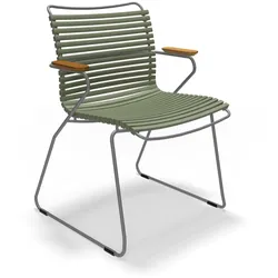 HOUE - CLICK Outdoor Dining Armlehnstuhl mit niedriger Lehne, olivgrün