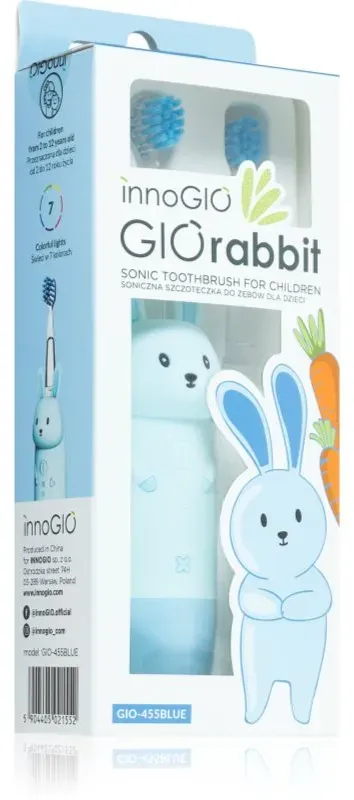 innoGIO GIORabbit Sonic Toothbrush Zahnbürste mit Schalltechnologie für Kinder Blue 1 St.