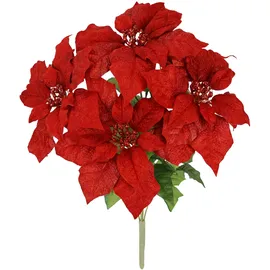 Flair Flower Weihnachtliches Bouquet aus Weihnachtsstern 50cm rot künstlich Christstern Strauß X'Mas Weihnachtsdeko Weihnachtsblume Blumen Kunstblume Blumendeko Mittelstücke Dekoblume, Poinsettia