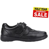 Hush Puppies Magnus Leder Klettverschluss Herren Smart Freizeitschuhe Schwarz