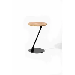 Couchtisch ANDAS "Kurikka", beige (natur, schwarz, natur), B:35cm H:52cm T:35cm, Tische, Tischplatte aus massiver Eiche, Gestell aus Metall