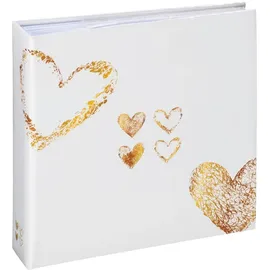 Hama Lazise (Fotoalbum mit 100 Blätter 10 x 15 cm, Fotobuch mit Herz-Motiv, Hochzeitsalbum) weiß/gold