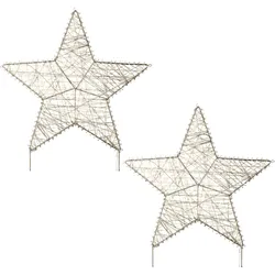 CREATIV home Deko-Weihnachtsstern aus Metall mit LED, 2er Set