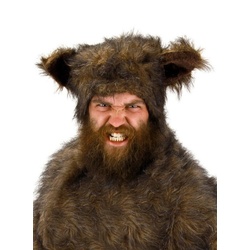 Elope Kostüm Werwolf Mütze, Tierisches Accessoire für Halloween und Fasching braun