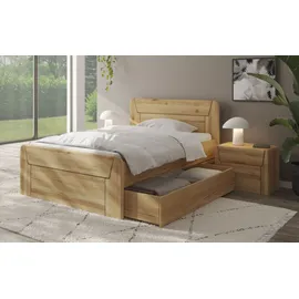 Home Affaire Massivholzbett HOME AFFAIRE "Vouillé ausgestattet mit einem Bettschubkasten", beige (kernbuche), B:109cm H:106cm L:210cm, Betten, Massivholzbett, wahlweise in Kernbuche oder Wildeiche erhältlich