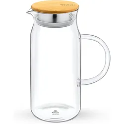 Wilmax Borosilikat Glas Krug mit Bambusdeckel, 1000ml