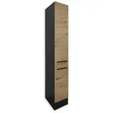 Stella Trading Mid.you Apothekerschrank Anthrazit, Eiche Artisan 2 Fächer 30x211x57 cm