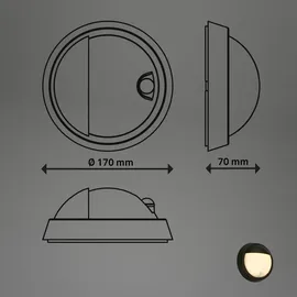 Briloner LED Wandleuchte Aussen, Bewegungsmelder, Dämmerungssensor, Akku mit 20 sek. Timer, Aussenlampe, LED Strahler außen, Außenleuchte, Außenwandleuchten, 17x7 cm, Schwarz