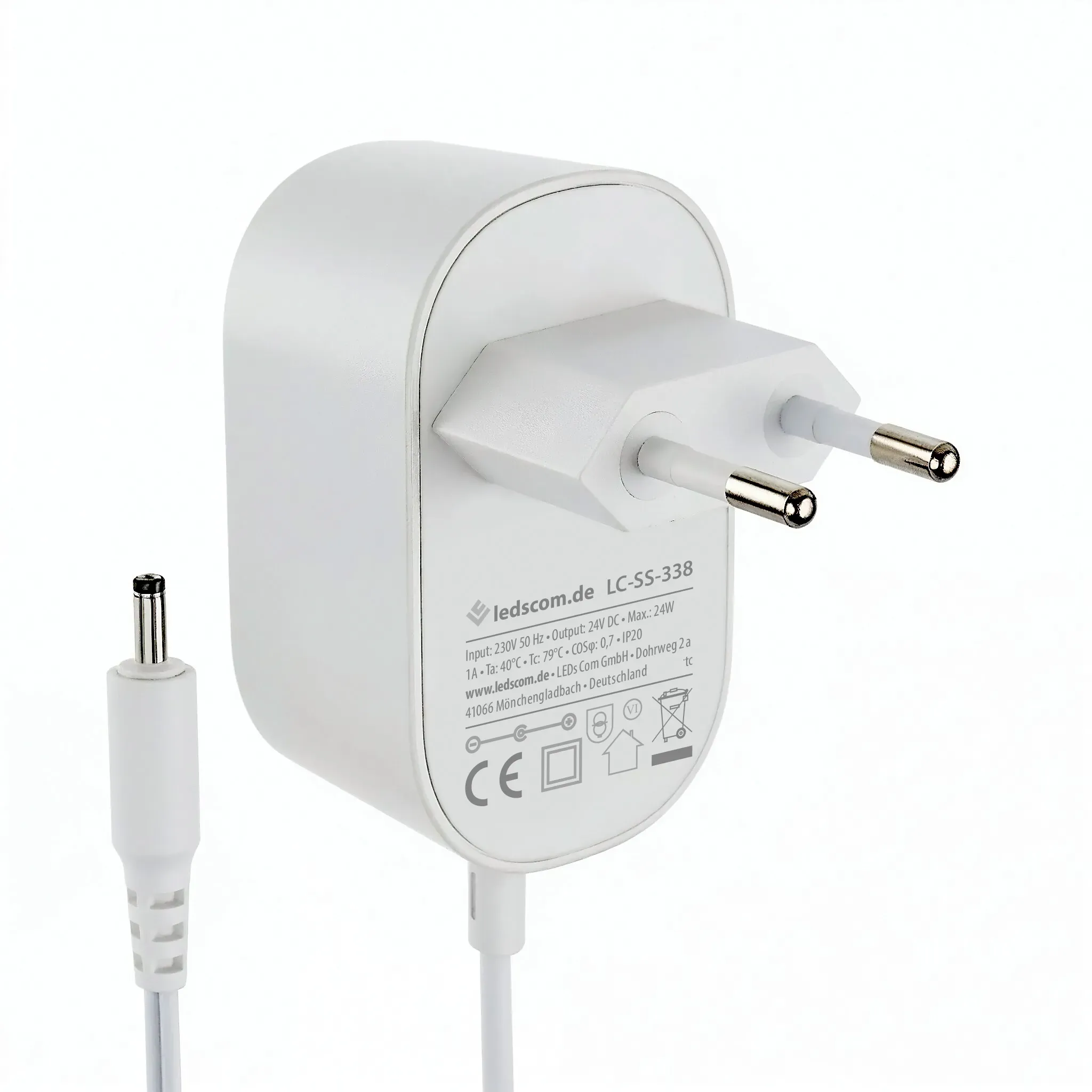 ledscom.de 24W LED Netzteil für Stecksystem ATOM, Stecker, 24V DC, weiß, IP20