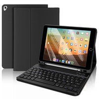 FOGARI Tastatur Hülle für iPad 6./5.Generation - iPad Pro 9.7,iPad Air 2,iPad Air 1, QWERTZ Deutsches Layout Magnetisch Abnehmbarer Tastatur mit PU Leder Schützhülle - Schwarz