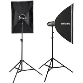 walimex pro Newcomer 100 II Studioblitz Set Double (Set, 100 Ws), Blitzleistung, auslösen per Funk 2,4GHz, LED-Einstelllicht, Blitzdauer 1/800-1/1200s, Bowens/walimex pro-Anschluss, ideal für kleine Studios