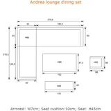 Garden Impressions Aluminium-Rope Lounge-Set "Yoshi" inkl. Ecksofa, Tisch, Sessel und Kissen mint / grau links - Schwarz