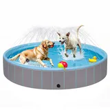 EUGAD Hundepool Große Hunde, Hundepool mit Sprinkler 160x30cm Hundeplanschbecken, Schwimmbecken für große Mittlere Hunde, Dog Pool Faltbare Hundepools Stabil,Hundebadewanne für Hunde und Katzen